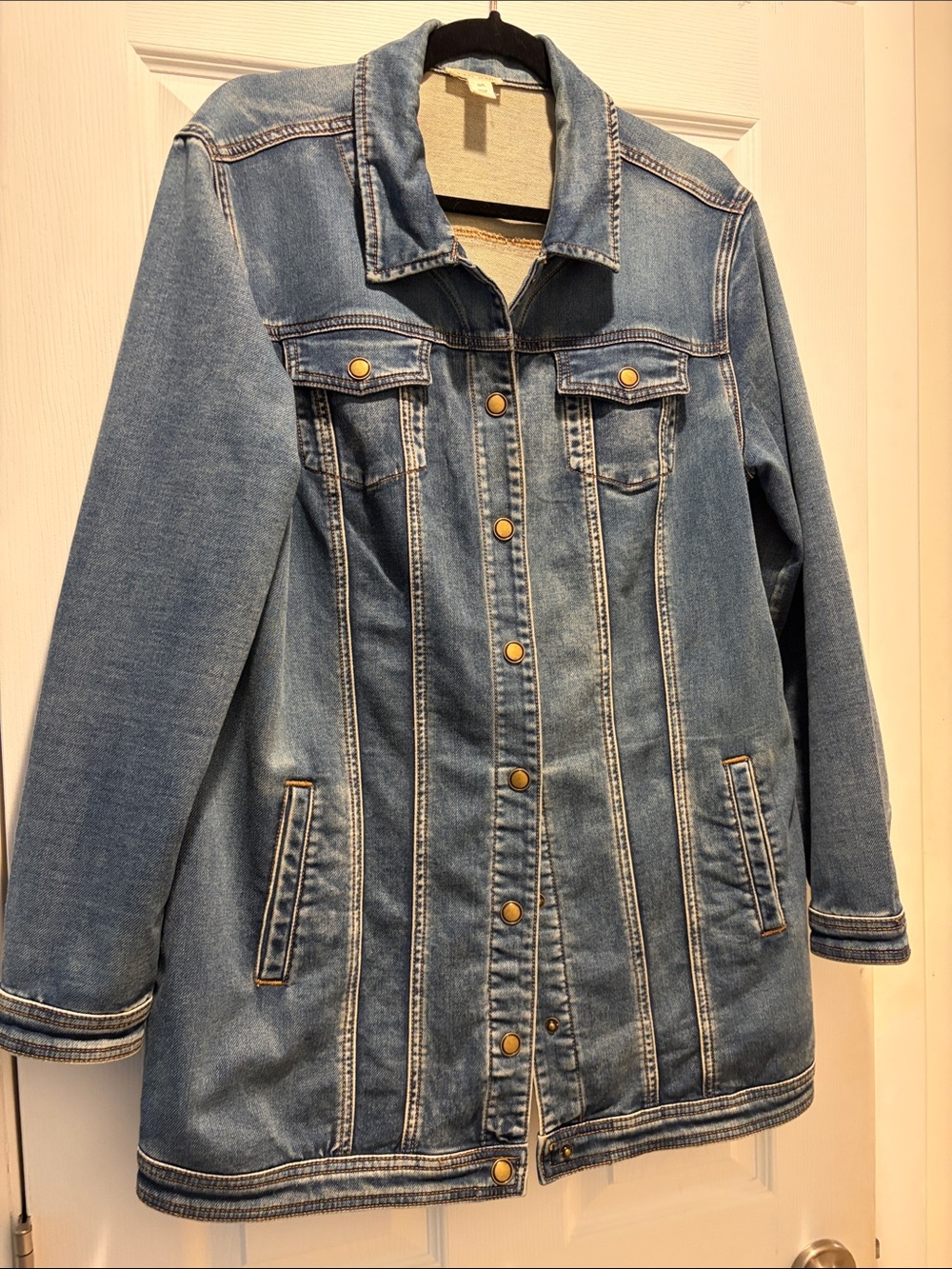Classic Blue Denim Jacket - Women's Longer length jacket.